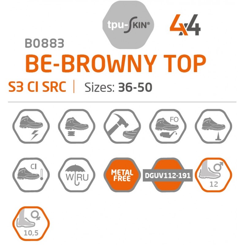 BE-BROWNY TOP S3S CI SC LG FO SR bocanci de protecție