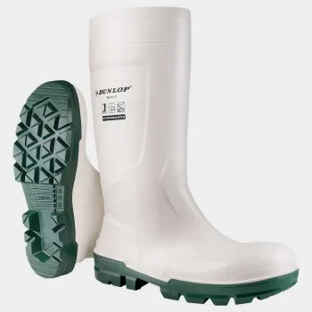 Dunlop WORK-IT S4 SR FO LG Cizme de protecție albe, impermeabile, cu bombeu din oțel