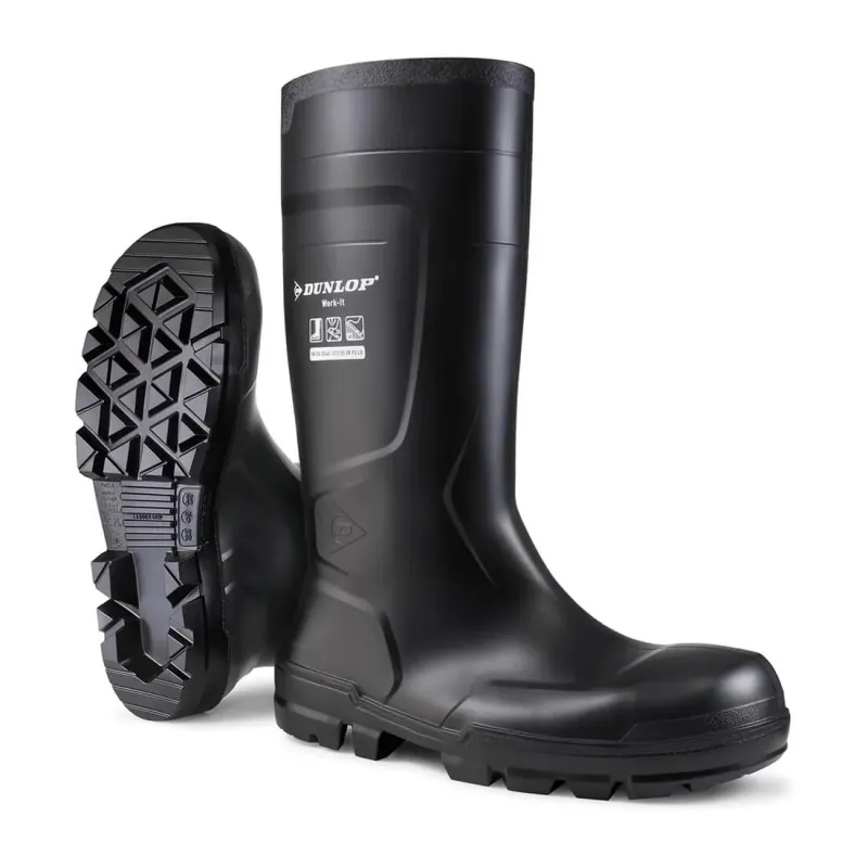 Dunlop WORK-IT S5 SR FO LG Cizme de protecție negre, impermeabile, cu lamelă din oțel