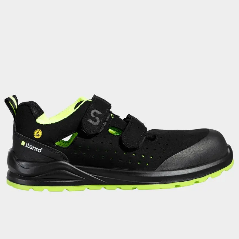 JETT S1PS FO SR ESD Sandale respirabile, negru/verde, cu inserție Kevlar