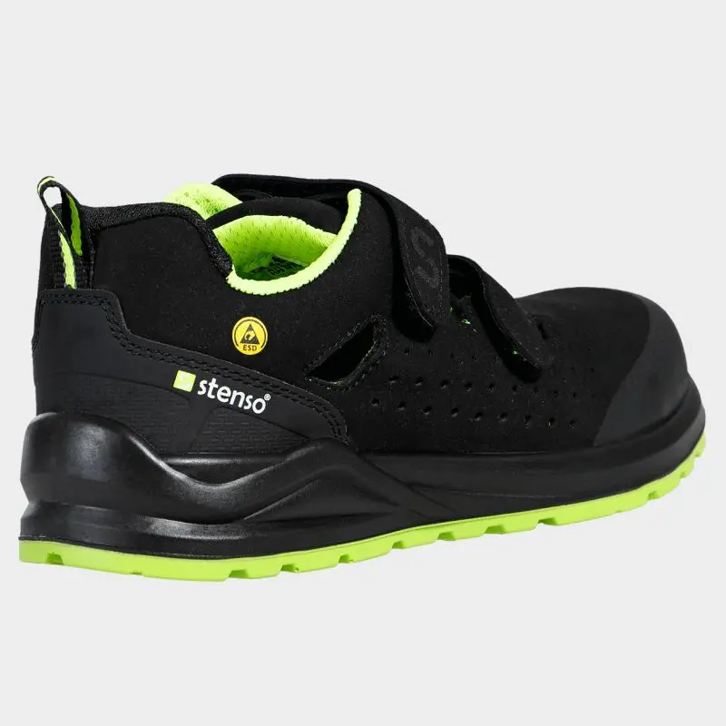 JETT S1PS FO SR ESD Sandale respirabile, negru/verde, cu inserție Kevlar